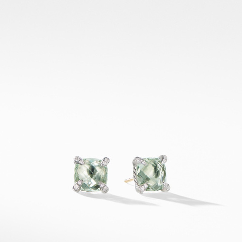Châtelaine® Collection Chatelaine® Stud Earrings with Prasiolite and Diamonds