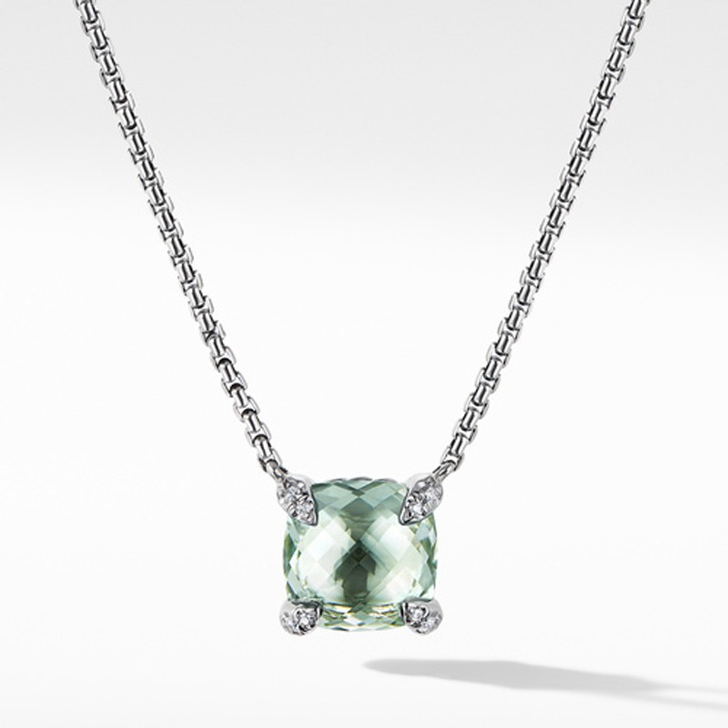 Chatelaine® Pendant Necklace with Prasiolite and Diamonds
