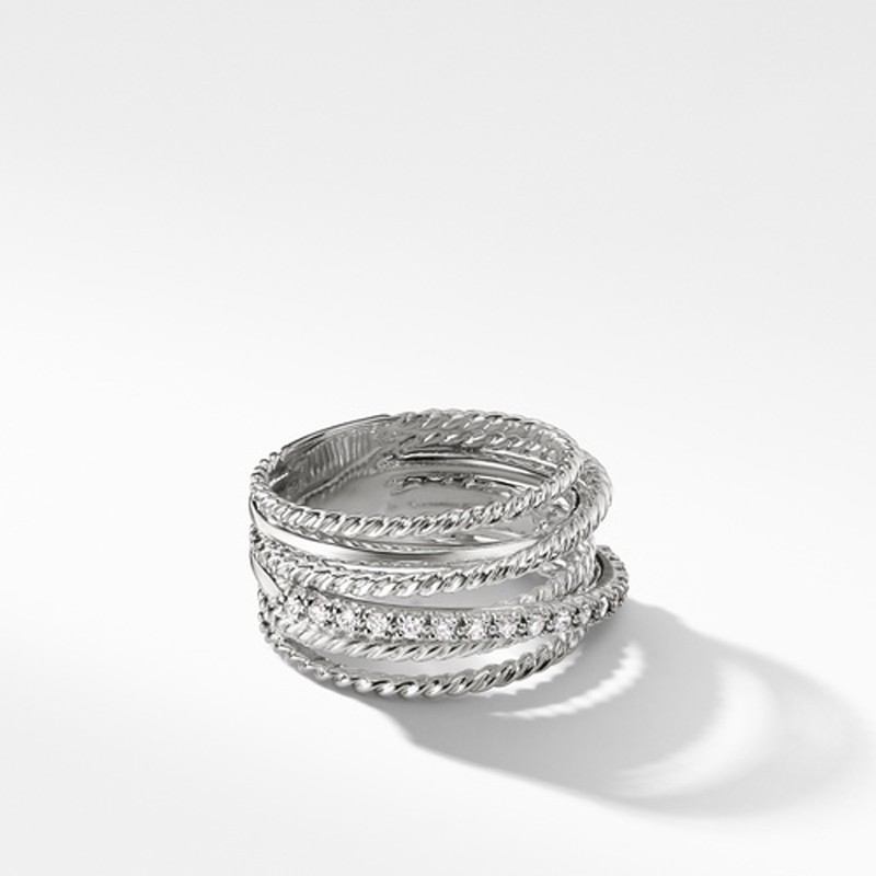 The Crossover 7 Row Ring with Diamonds