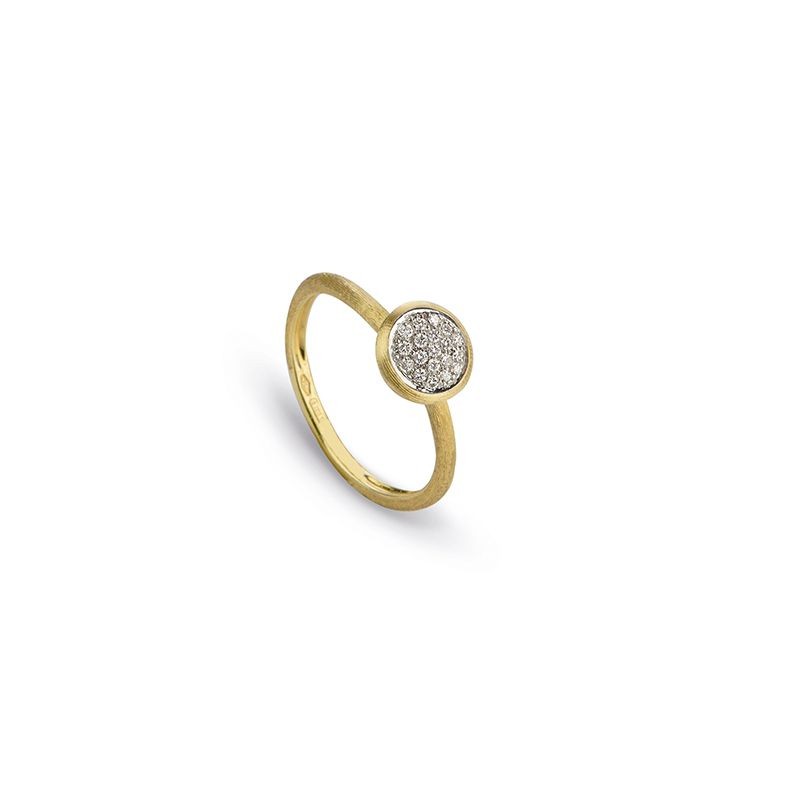 18k Yellow Gold and Pave Diamond Stackable Ring
