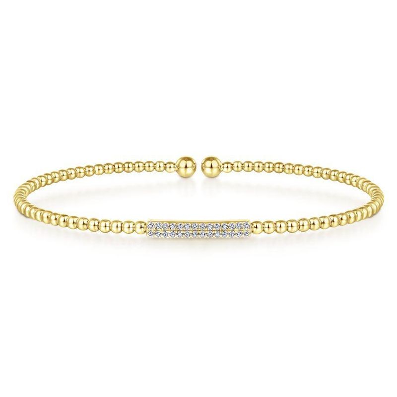 Yellow Gold Bujukan Bead Cuff Bracelet with Diamonds