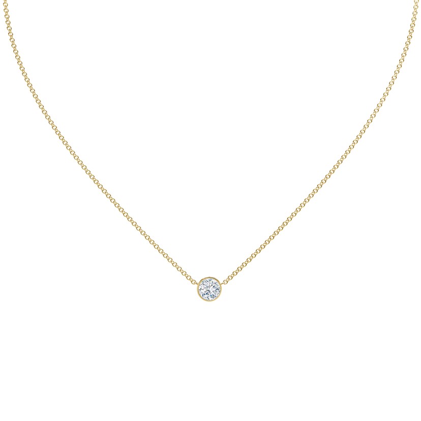 18k Yellow Gold Round Diamond Necklace