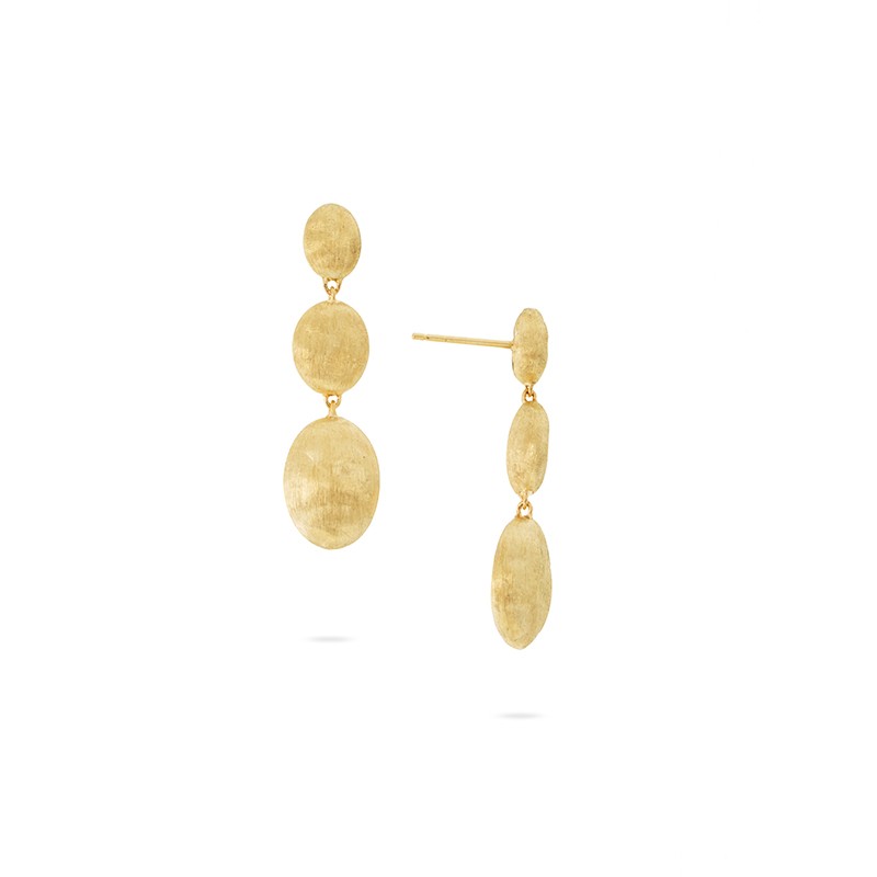 18k Yellow Gold Triple Drop Earrings