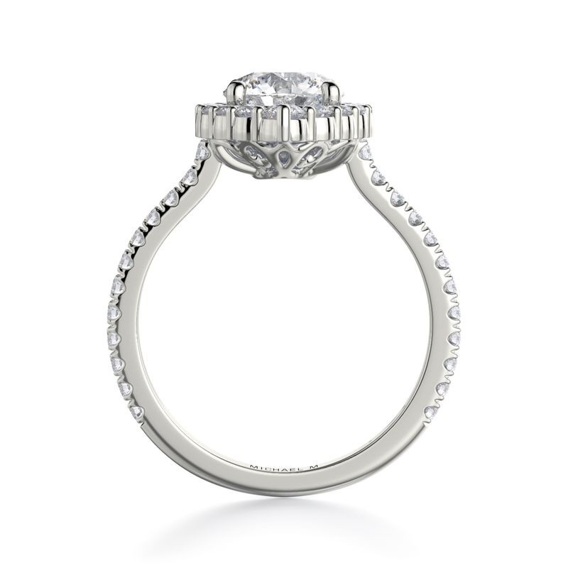 18k White Gold Round Halo Diamond Engagement Mounting