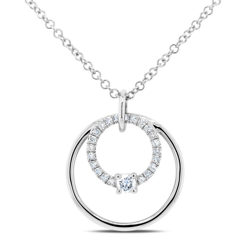 14k White Gold Open Circle Necklace