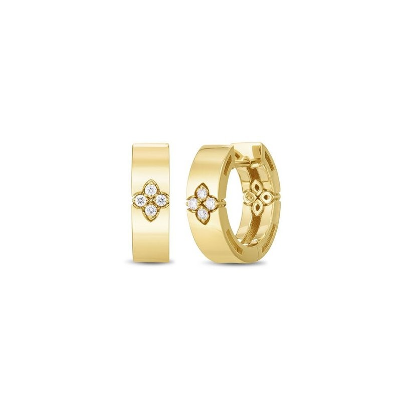 18k Yellow Gold Love In Verona Diamond Station Hoop Earrings