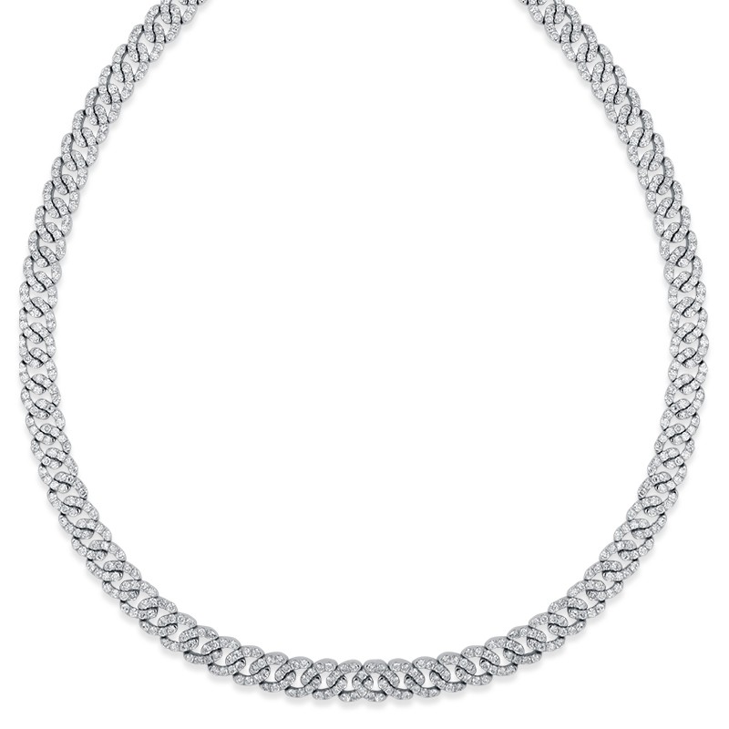 18k White Gold Flat Curb Link Necklace