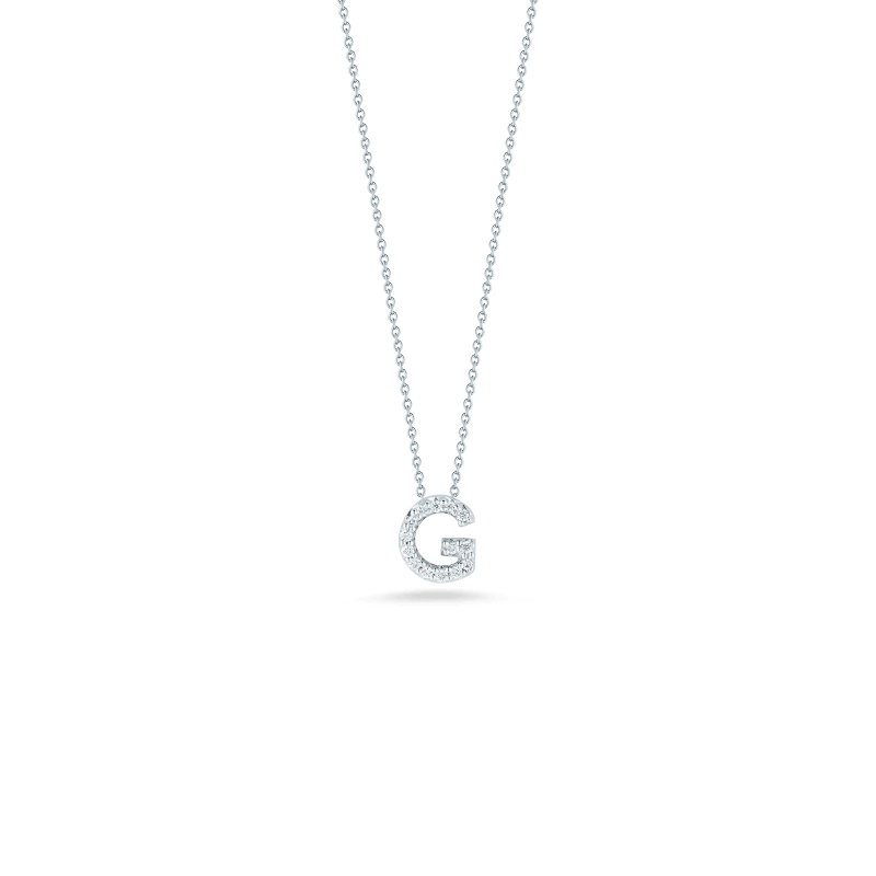 18k White Gold Diamond Initial G Necklace