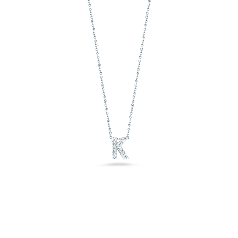18k White Gold Initial K Loveletter Necklace