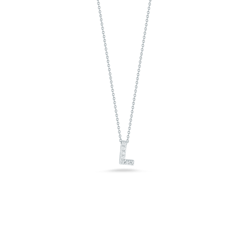 18k White gold Diamond Initial L Necklace