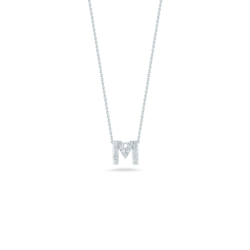 18k White Gold Initial M Loveletter Necklace