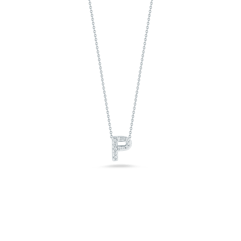 18k White Gold Initial P Loveletter Necklace