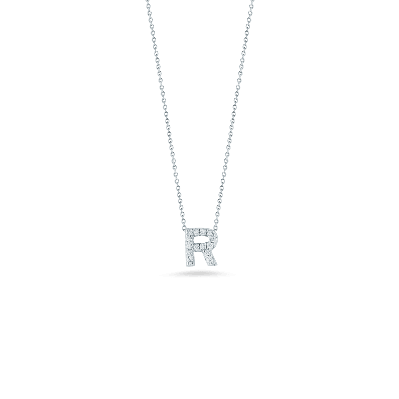 18k White Gold Initial R Loveletter Necklace