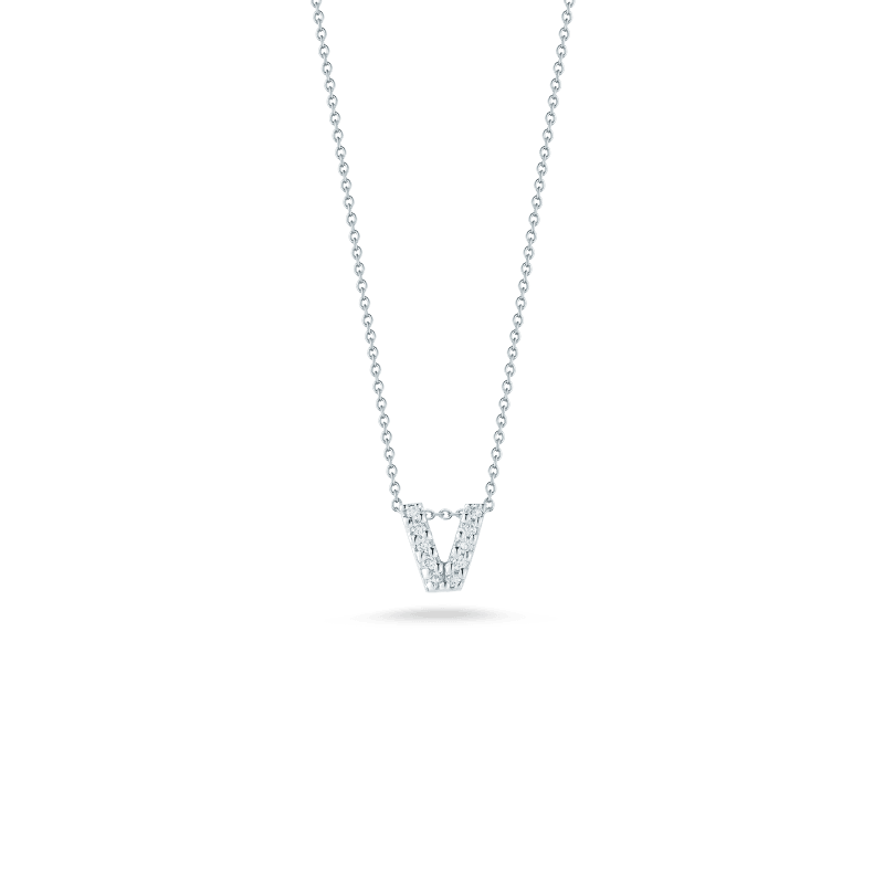 18k White Gold Initial V Loveletter Necklace
