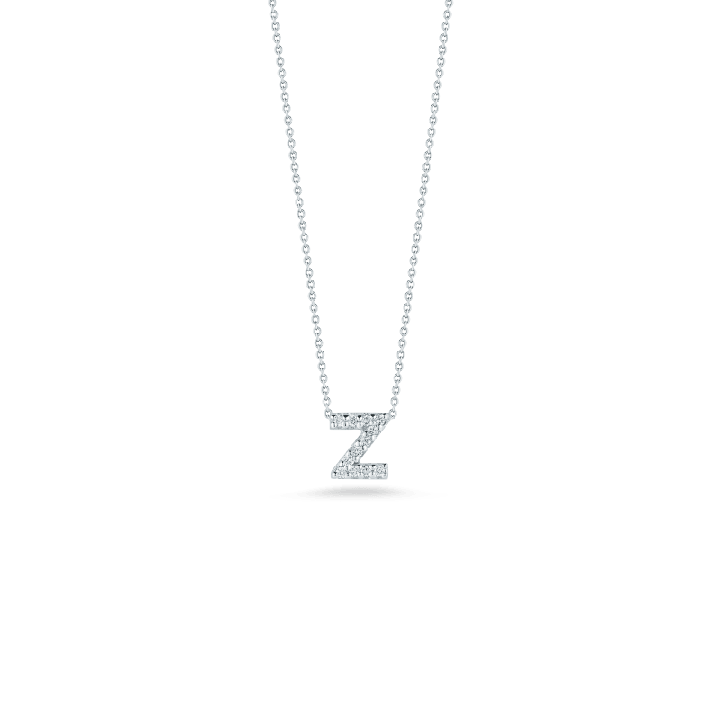 18k White Gold Diamond Initial Z Necklace