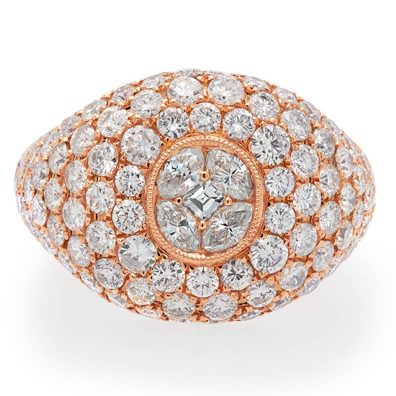 18k Rose Gold Diamond Dome Ring