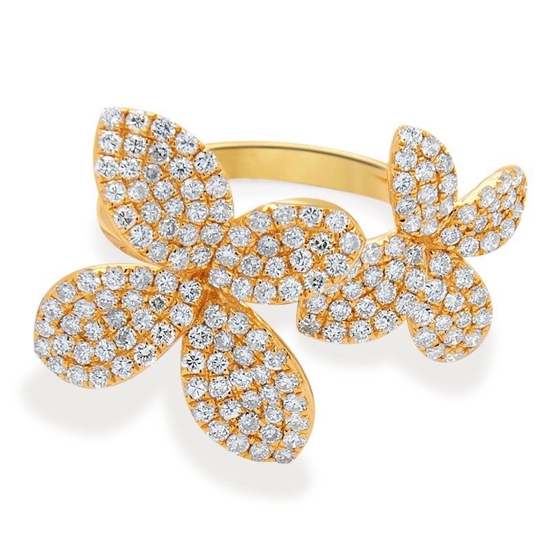 18k Yellow Gold Double Flower Ring