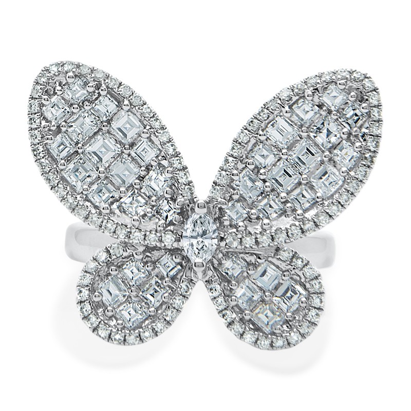 18k White Gold Butterfly Diamond Ring