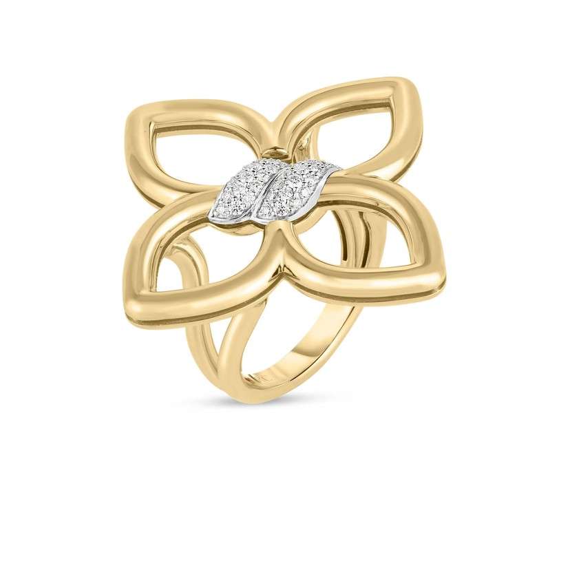 18K Two-Tone Cialoma Diamond Flower Ring