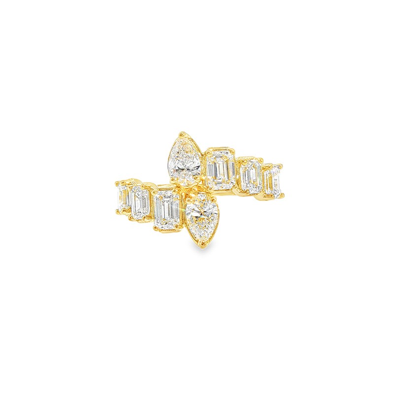 Yellow Gold Diamond Tapered Bypass Ring
