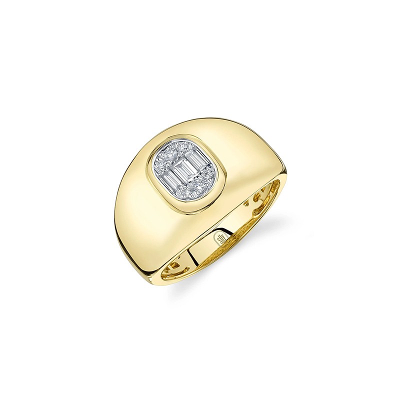 14K Yellow Gold Diamond Tapered Ring