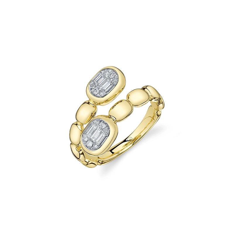 14K Yellow Gold Diamond Bypass Ring