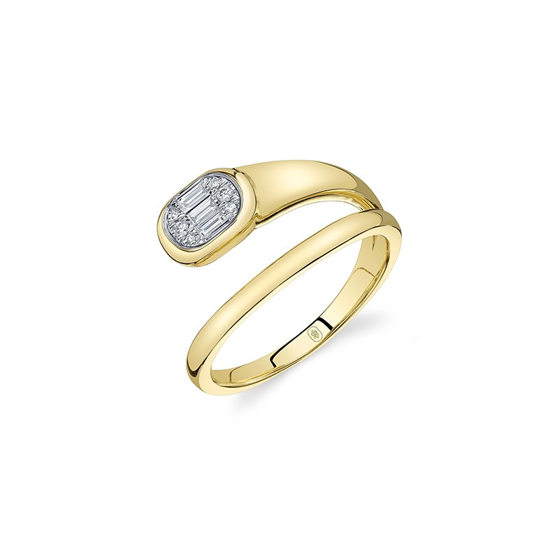 14K Yellow Gold Diamond Bypass Ring