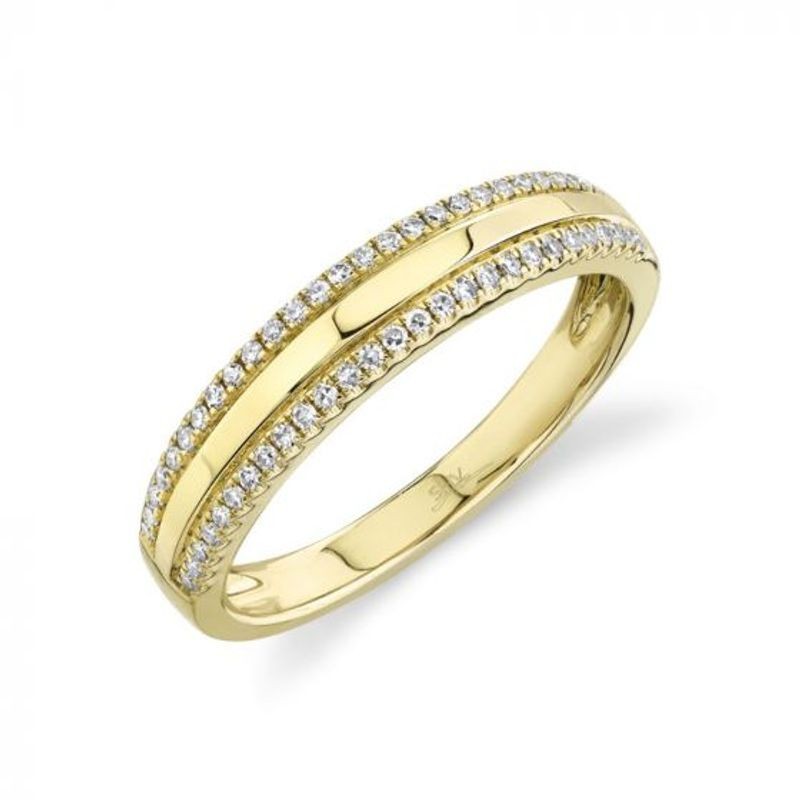 14k Yellow Gold 3 Row Diamond Ring