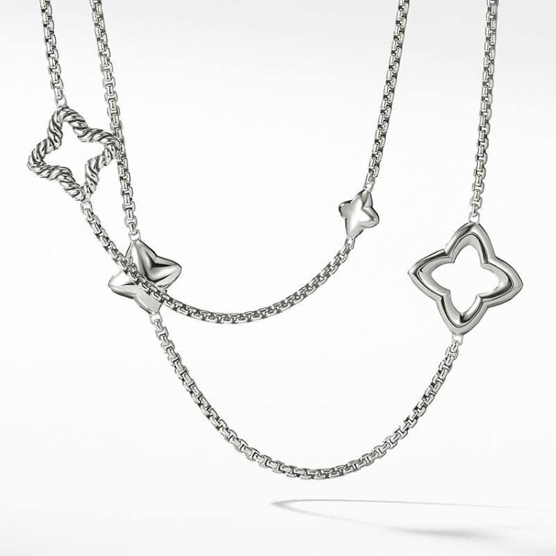 Silver Puffed Cable Quad Toggle Necklace