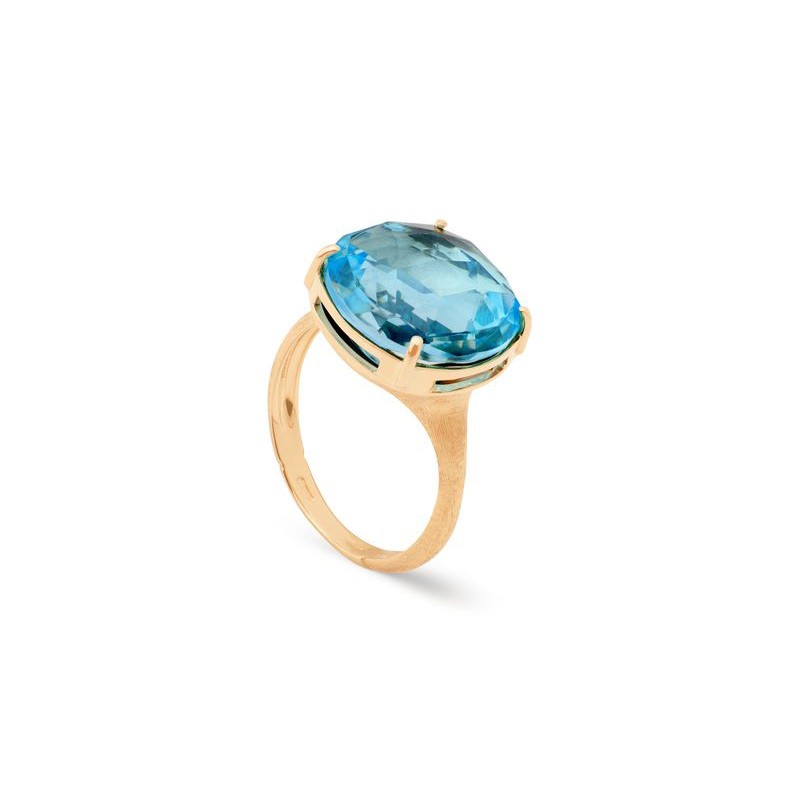18K Yellow Gold and Blue Topaz Ring