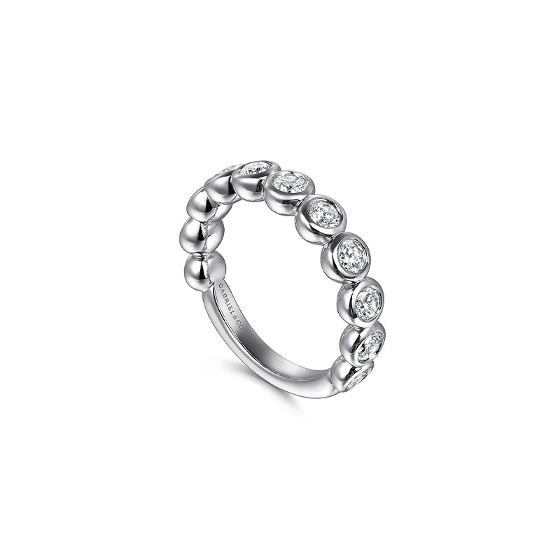 14K White Gold Bezel Set Diamond Anniversary Band