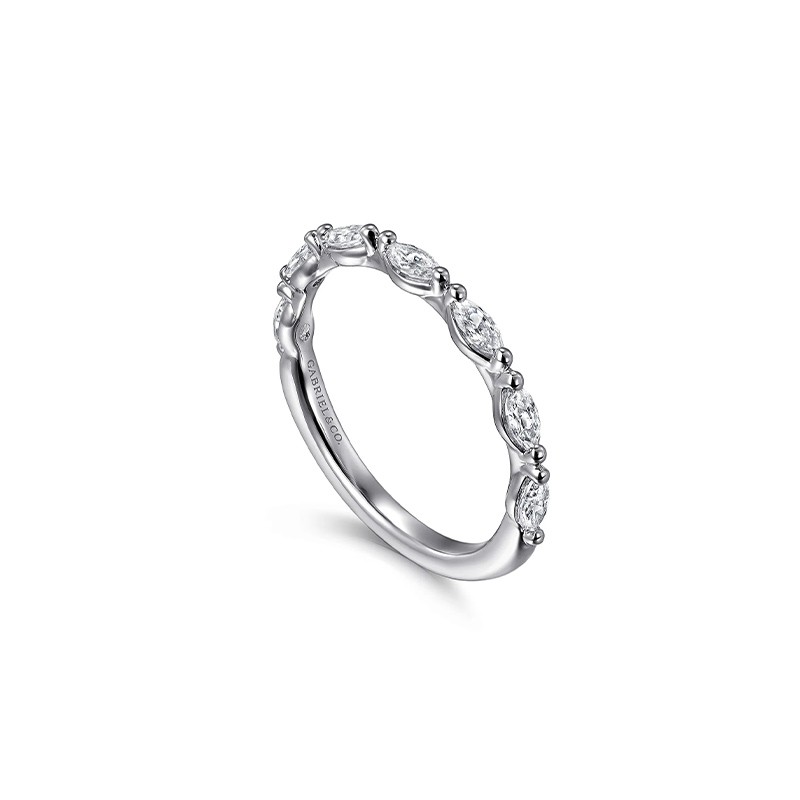 14K White Gold Marquise Diamond Anniversary Band