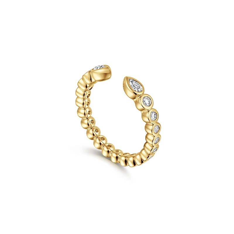 14K Yellow Gold Bezel Set Pear and Round Open Diamond Eternity Band