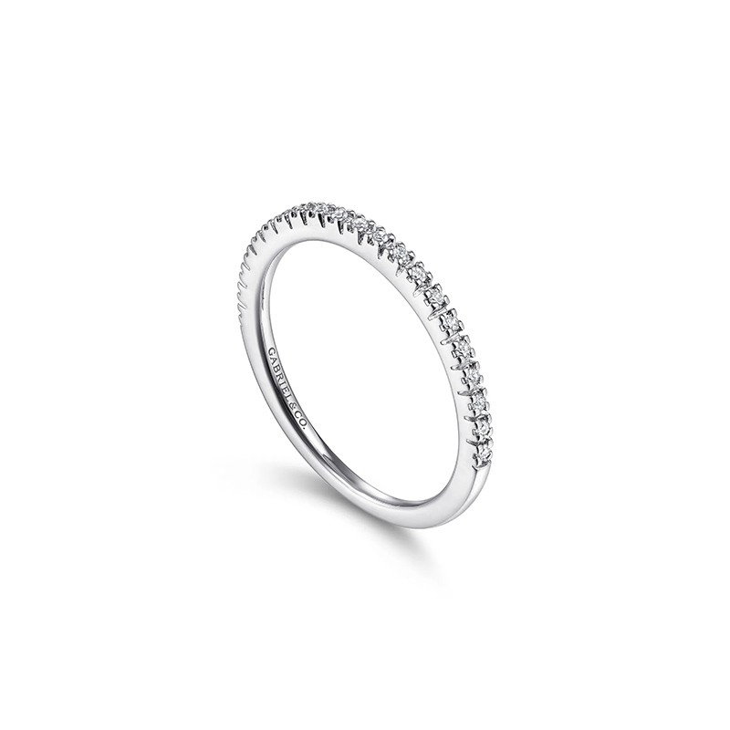 14K White Gold Diamond Stackable Ring