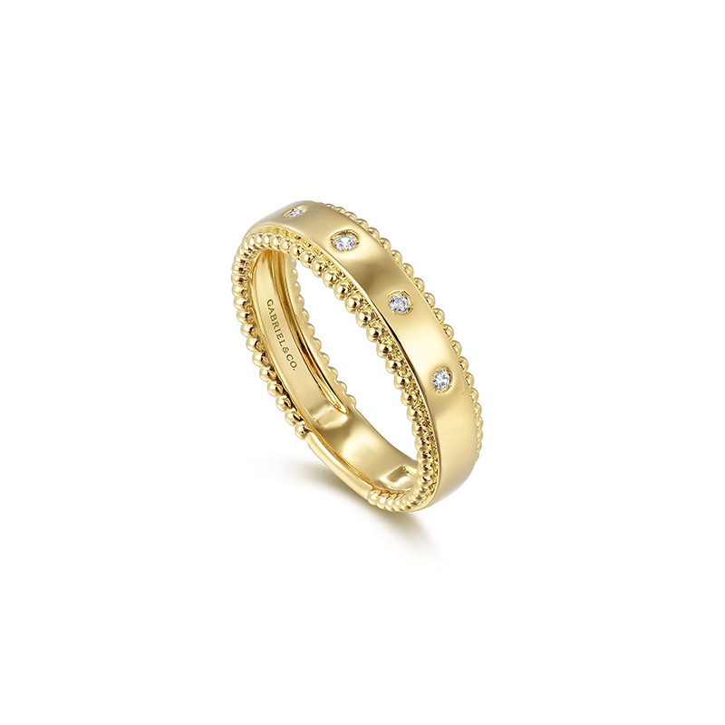 14K Yellow Gold Diamond Stackable Ring