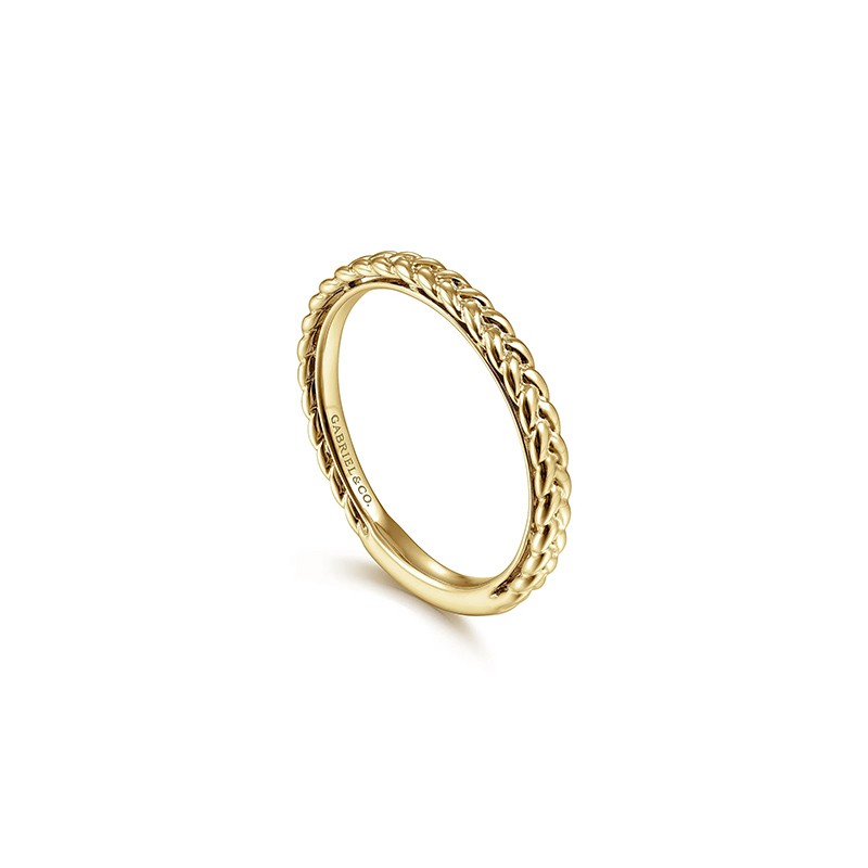 14K Yellow Gold Braided Stackable Ring