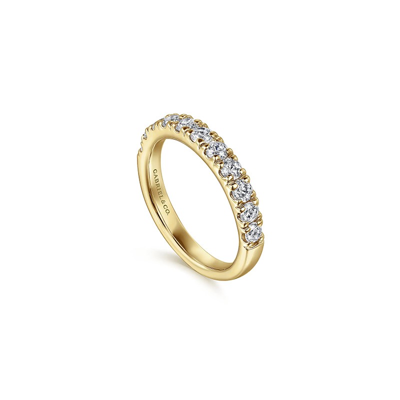 14K Yellow Gold French Pave Set Diamond Wedding Band