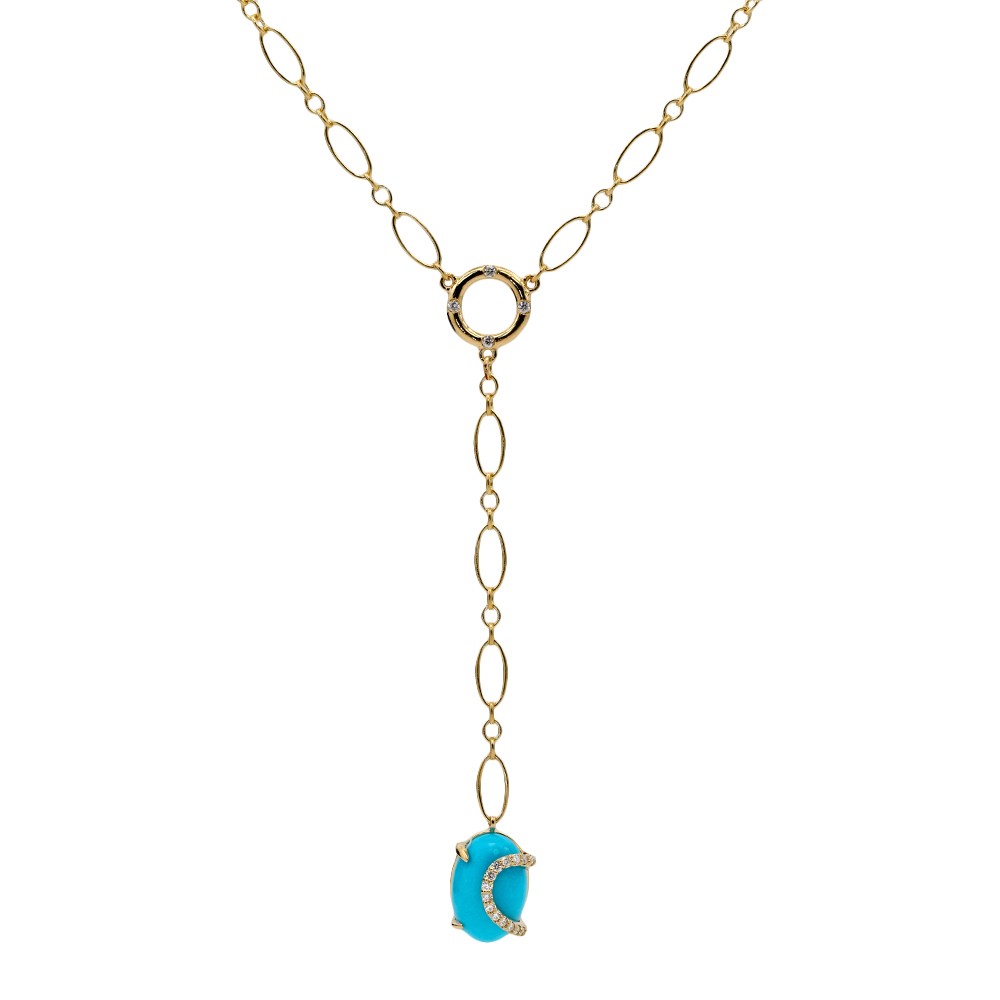 18k Yellow Gold Turquoise Diamond Necklace