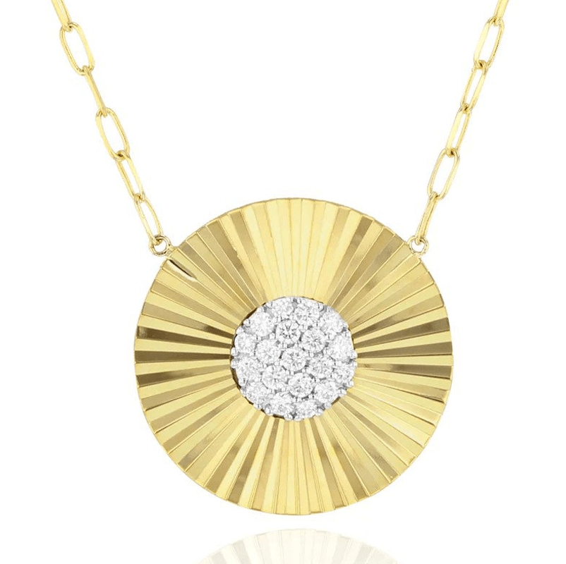 14K Yellow Gold & Diamond Offset Mini Pendant Necklace