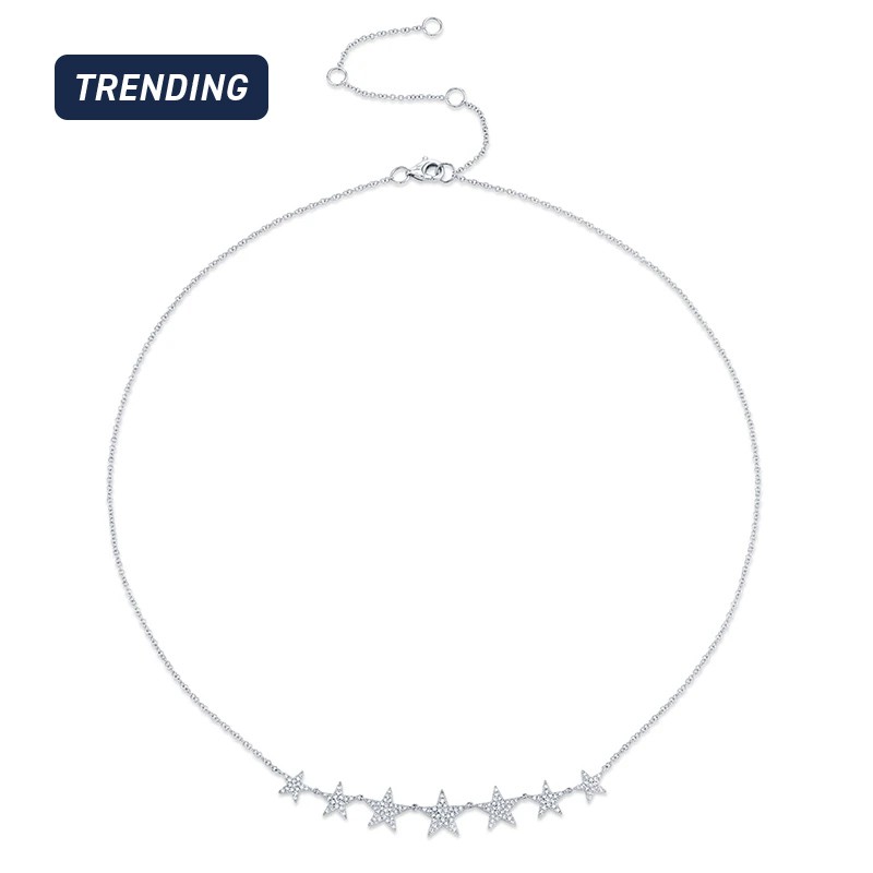 White Gold and Diamond 7 Star Necklace