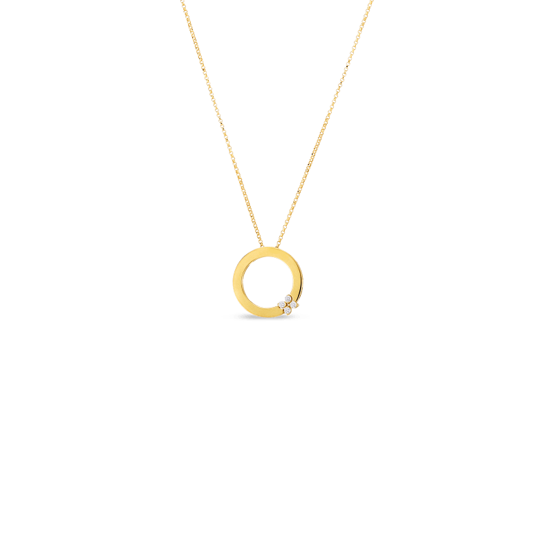 Open Circle Diamond Flower Necklace