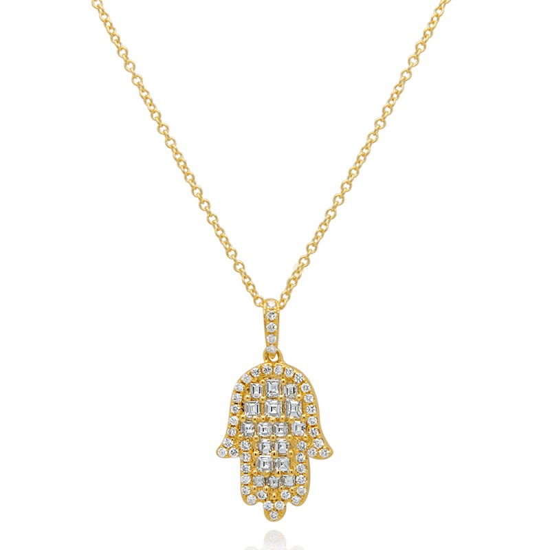 18k Yellow Gold Ascher Hamsa Necklace