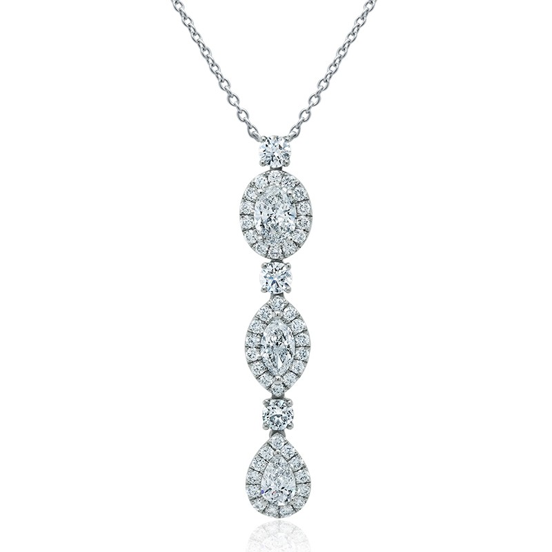 18k White Gold Long Diamond Drop Necklace