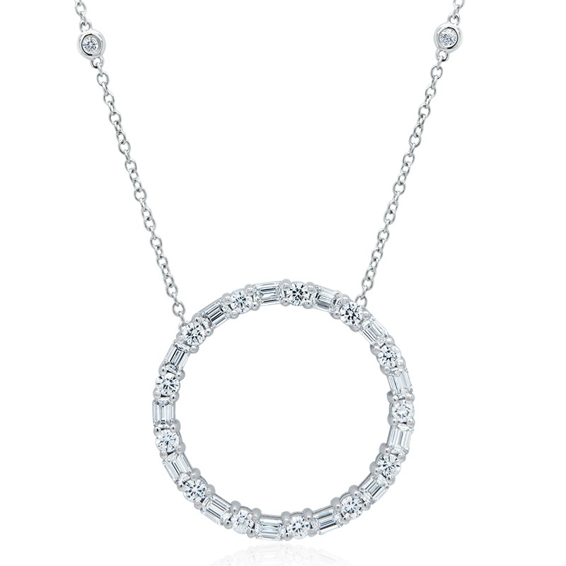 18k White Gold Open Circle Diamond Necklace
