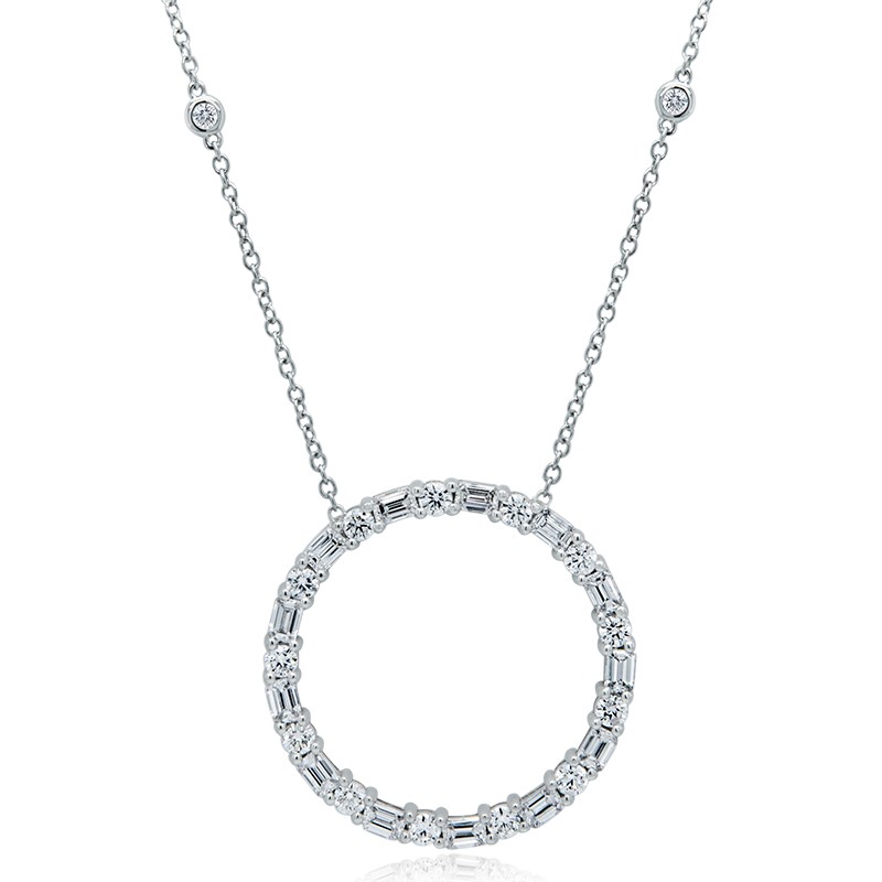 18k White Gold Open Circle Diamond Necklace