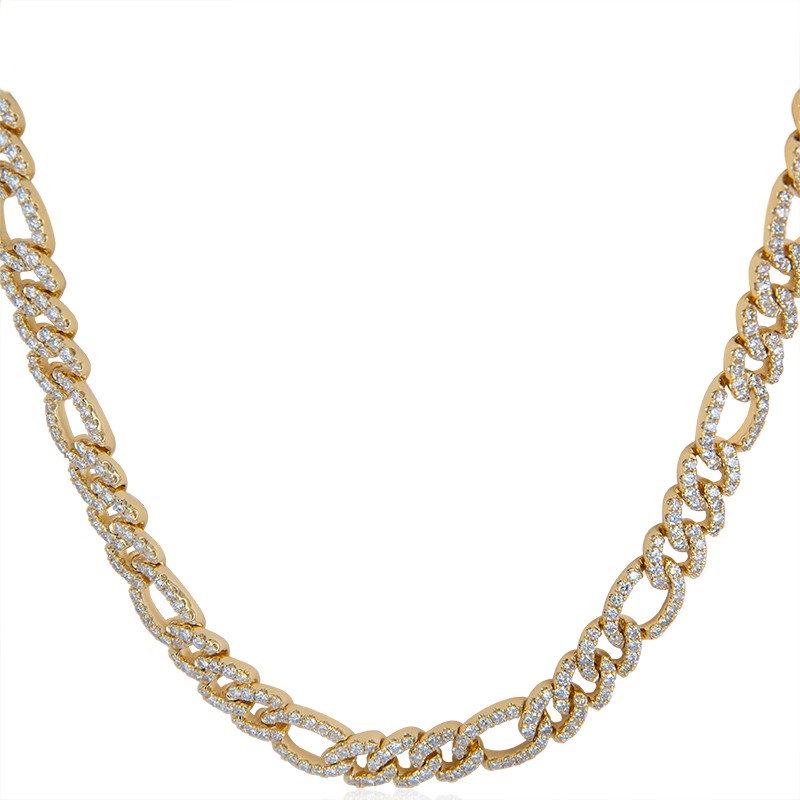 18k Yellow Gold Diamond Link Necklace