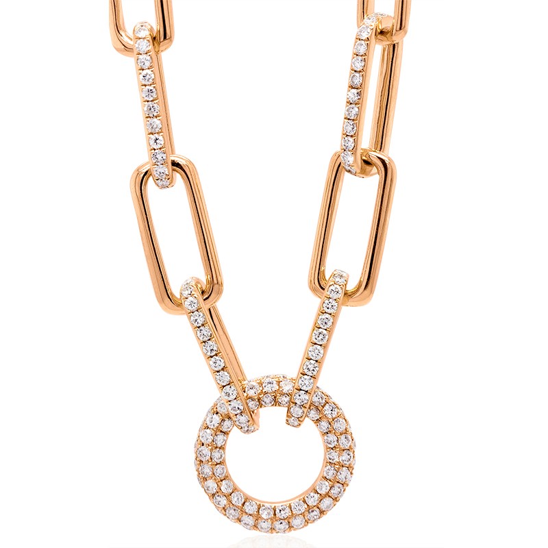 18k Rose Gold Diamond Open Circle Pendant Necklace
