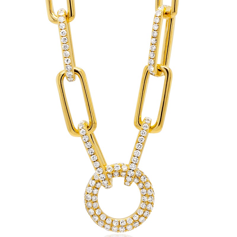 18k Yellow Gold Diamond Open Circle Pendant Necklace