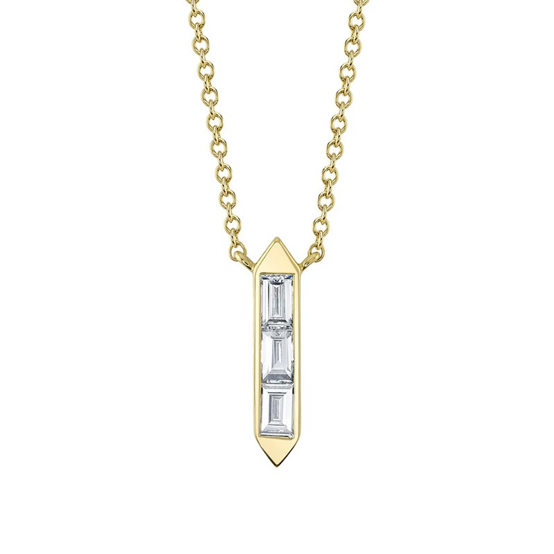 Yellow Gold Diamond Vertical Necklace