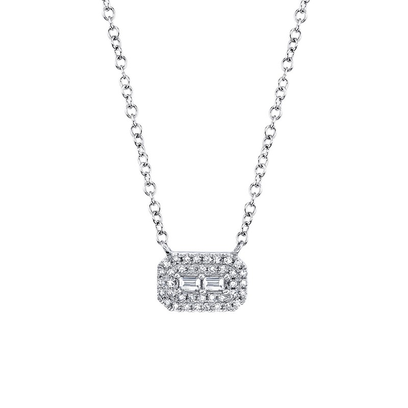 White Gold and Diamond Baguette Necklace